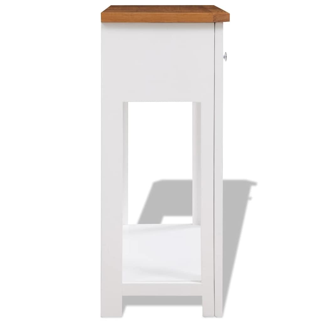 Solid Oak Wood Console Table with 2 Drawers R3677