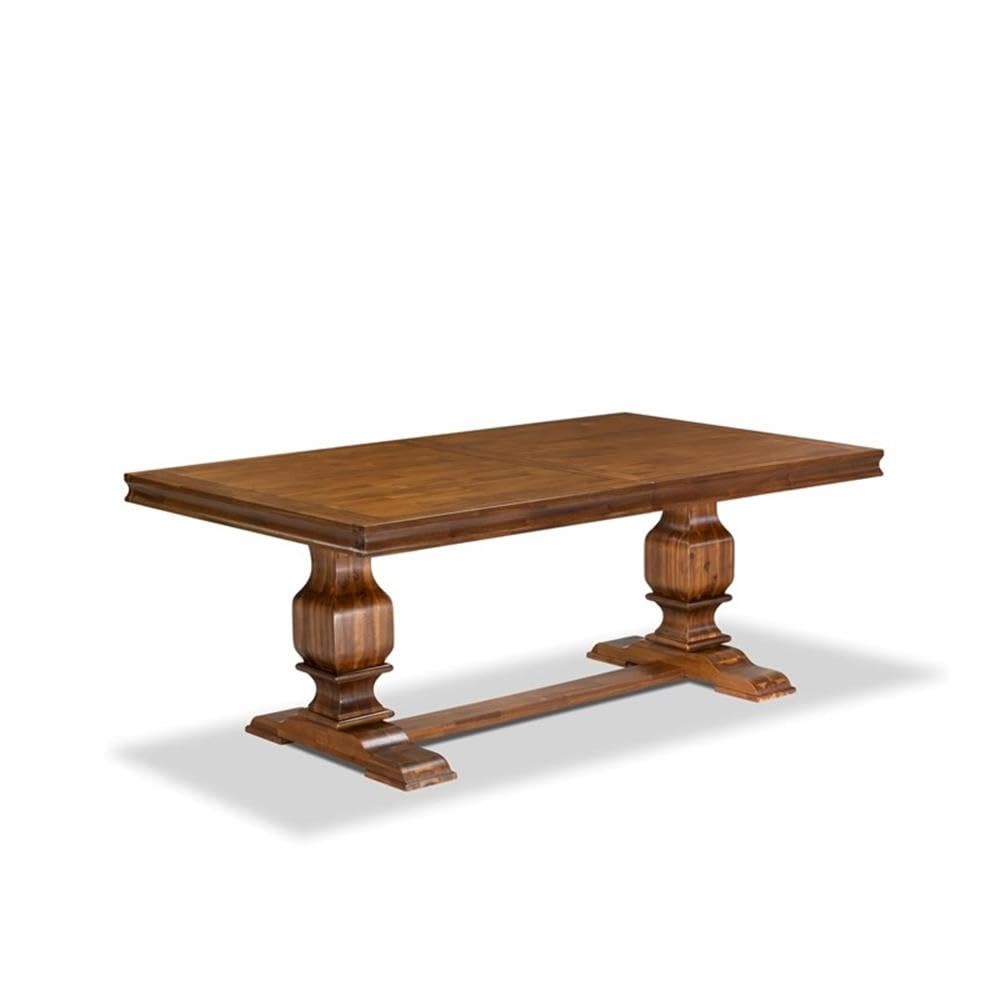 9-Piece Acacia Wood Dining Table Set with 8 Faux Leather Chairs B810521
