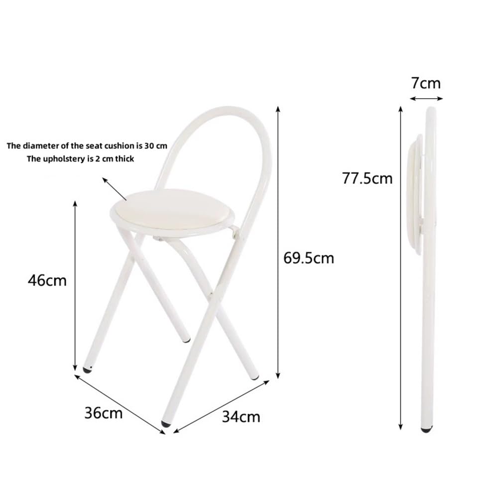 Round Folding Bar Stool Leather Padded Portable Kitchen Chair P269