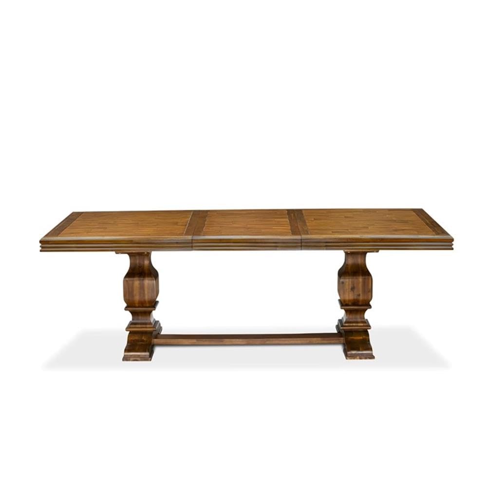 9-Piece Acacia Wood Dining Table Set with 8 Faux Leather Chairs B810521