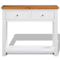 Solid Oak Wood Console Table with 2 Drawers R3677