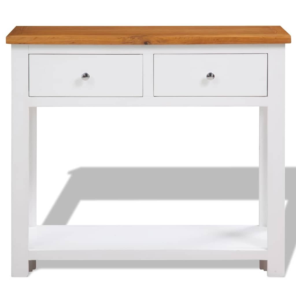 Solid Oak Wood Console Table with 2 Drawers R3677