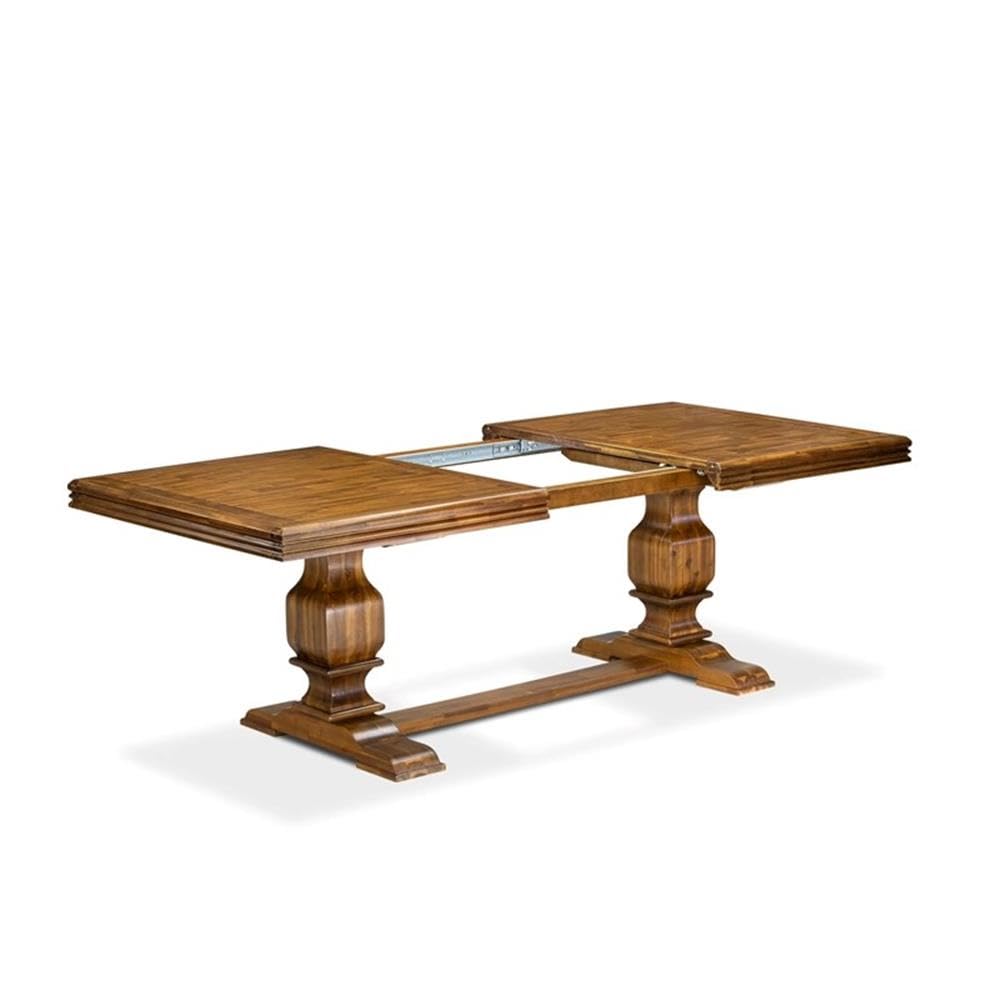 9-Piece Acacia Wood Dining Table Set with 8 Faux Leather Chairs B810521