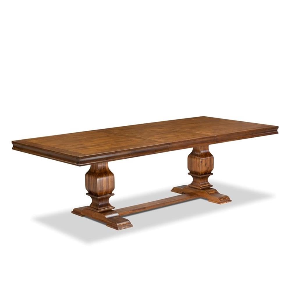 9-Piece Acacia Wood Dining Table Set with 8 Faux Leather Chairs B810521