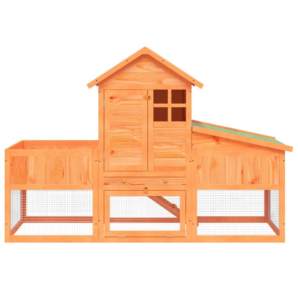 2-Tier Wooden Rabbit Hutch with Run and Nesting Box V22290