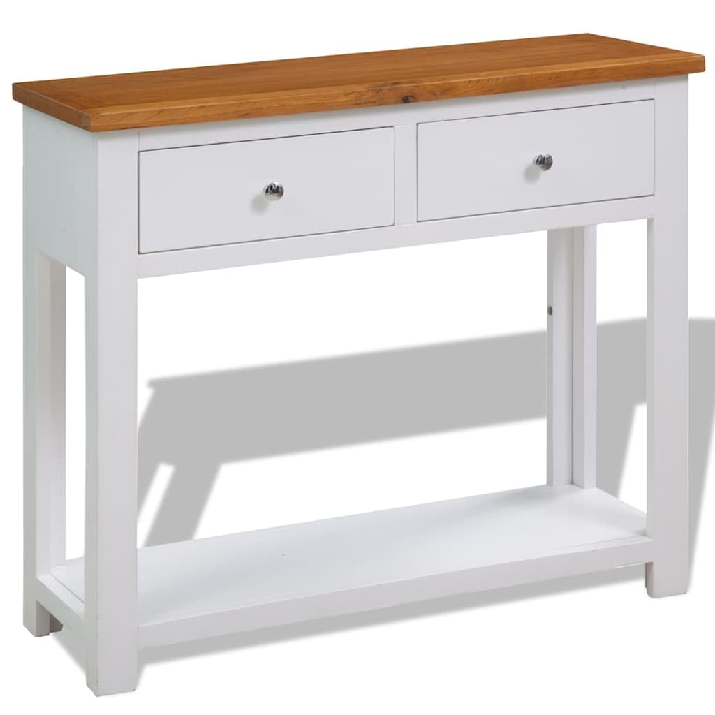Solid Oak Wood Console Table with 2 Drawers R3677