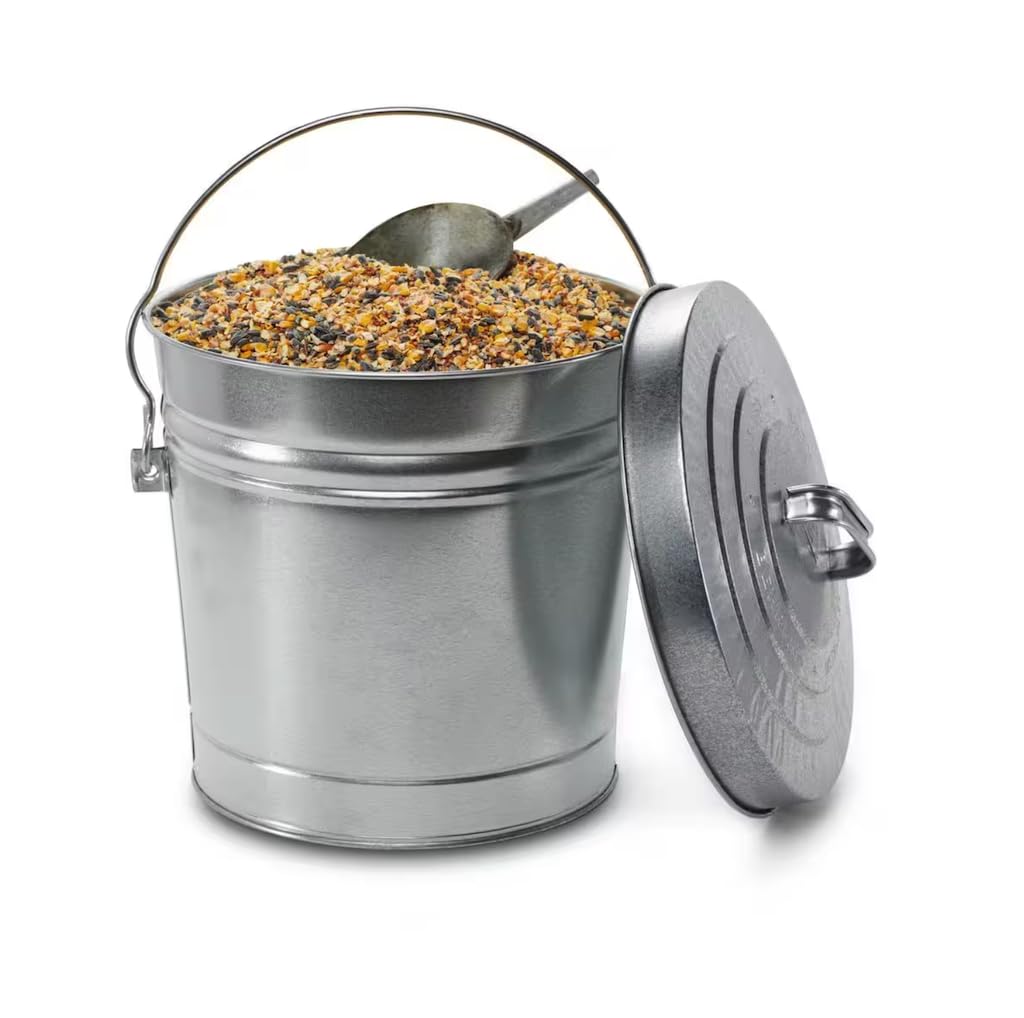 6 Gallon Galvanized Steel Round Trash Can with Locking Lid J4916