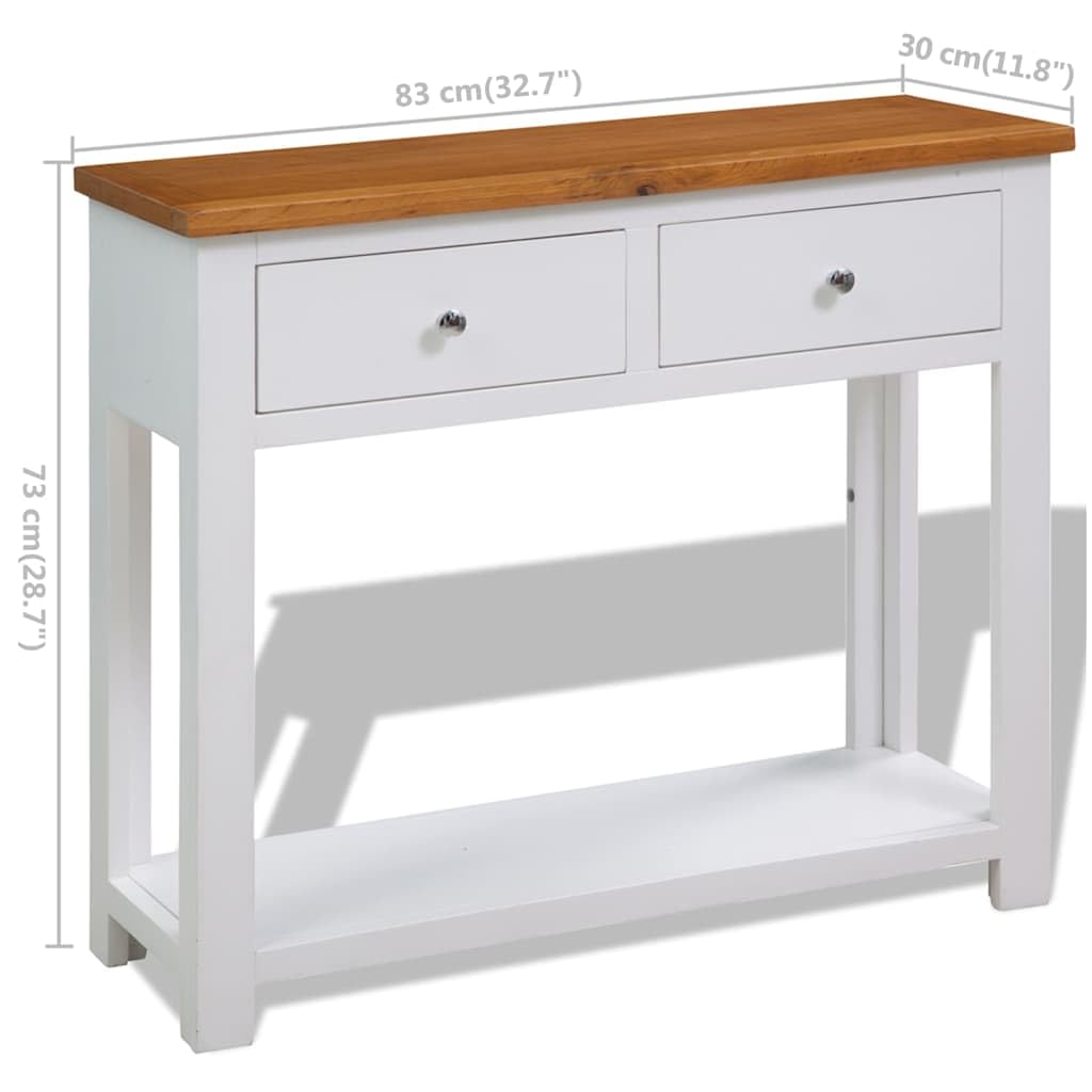 Solid Oak Wood Console Table with 2 Drawers R3677