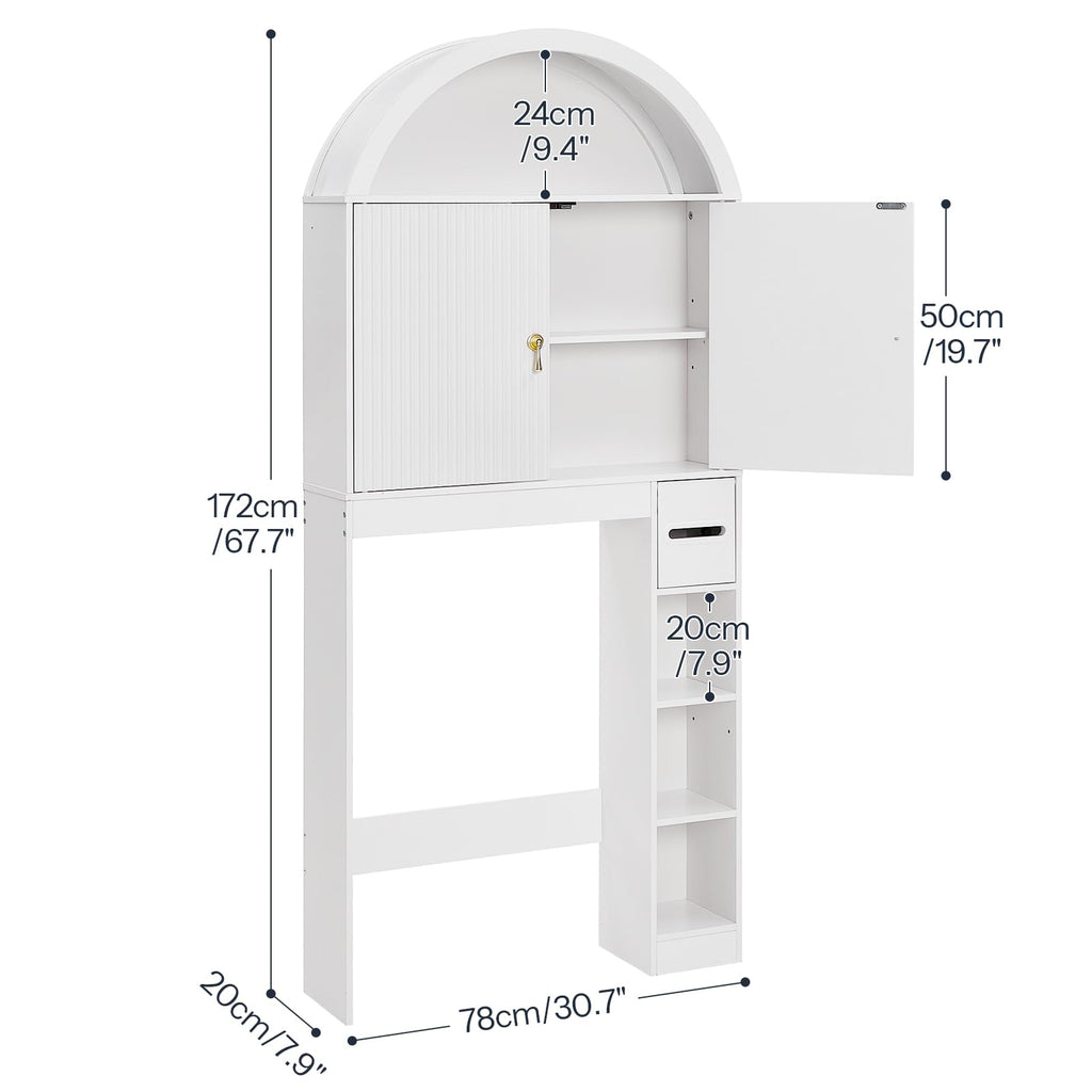 White Over the Toilet Storage Cabinet with Adjustable Shelf X598