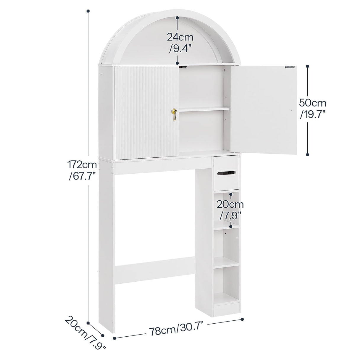 White Over the Toilet Storage Cabinet with Adjustable Shelf X598