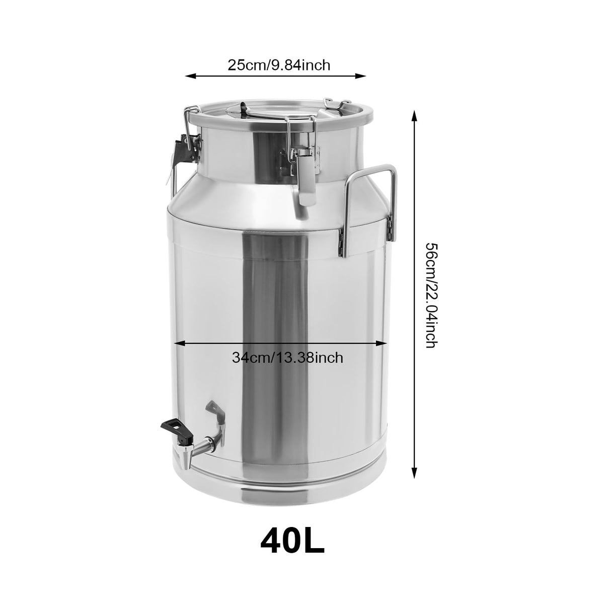10 Gal Stainless Steel Milk Can Bucket with Faucet and Lid G9925