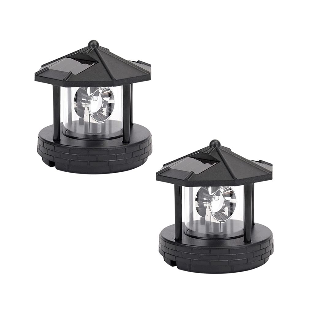2 Pcs Solar Powered Lighthouse Shape Light V4991
