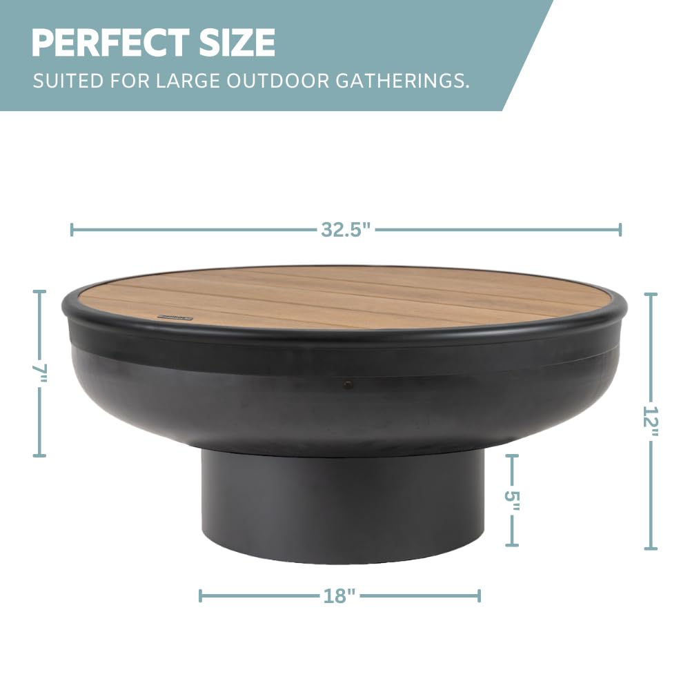 32 Inch Round Wood Burning Fire Pit Table with Grill N455