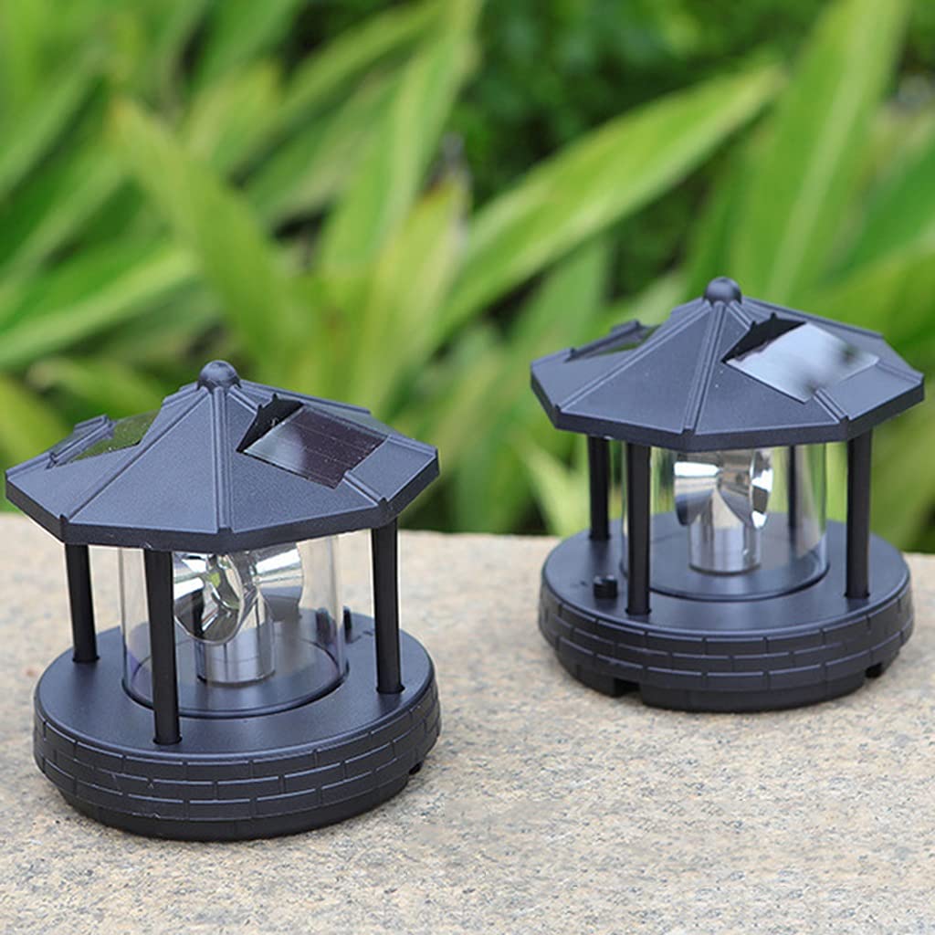 2 Pcs Solar Powered Lighthouse Shape Light V4991