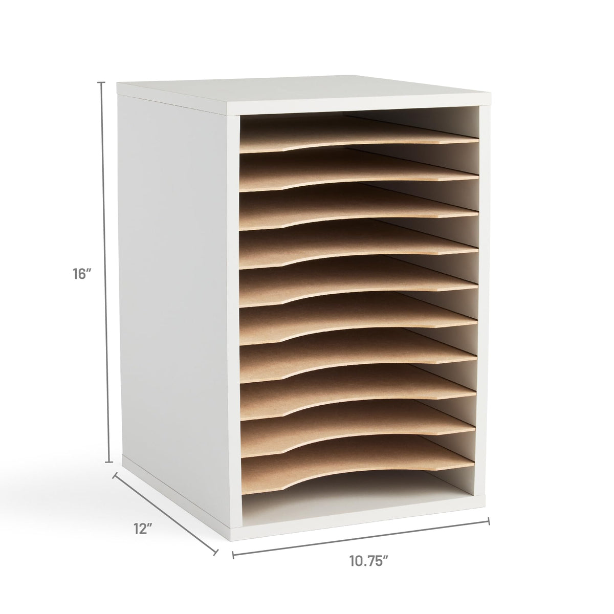 11 Compartment Gray Wood Literature Organizer B349920
