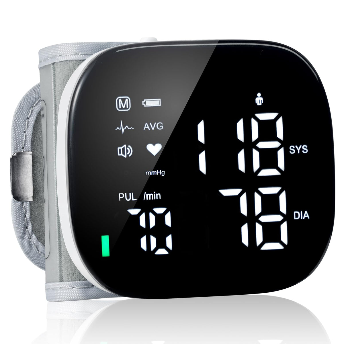 Wrist Blood Pressure Monitor Rechargeable Digital Voice Broadcast LED Backlit 199 Memory Storage for 2 Users with Carrying Case Q77585