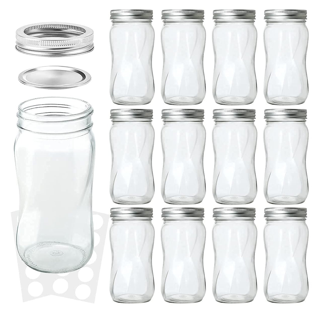 16oz Regular Mouth Mason Jars 12 Pack with Lids & Bands W572