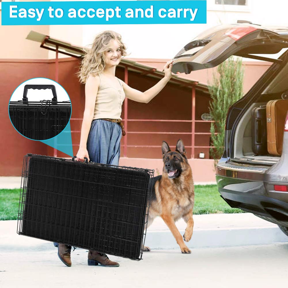 48 Inch Double-Door Dog Crate with Tray & Divider B746