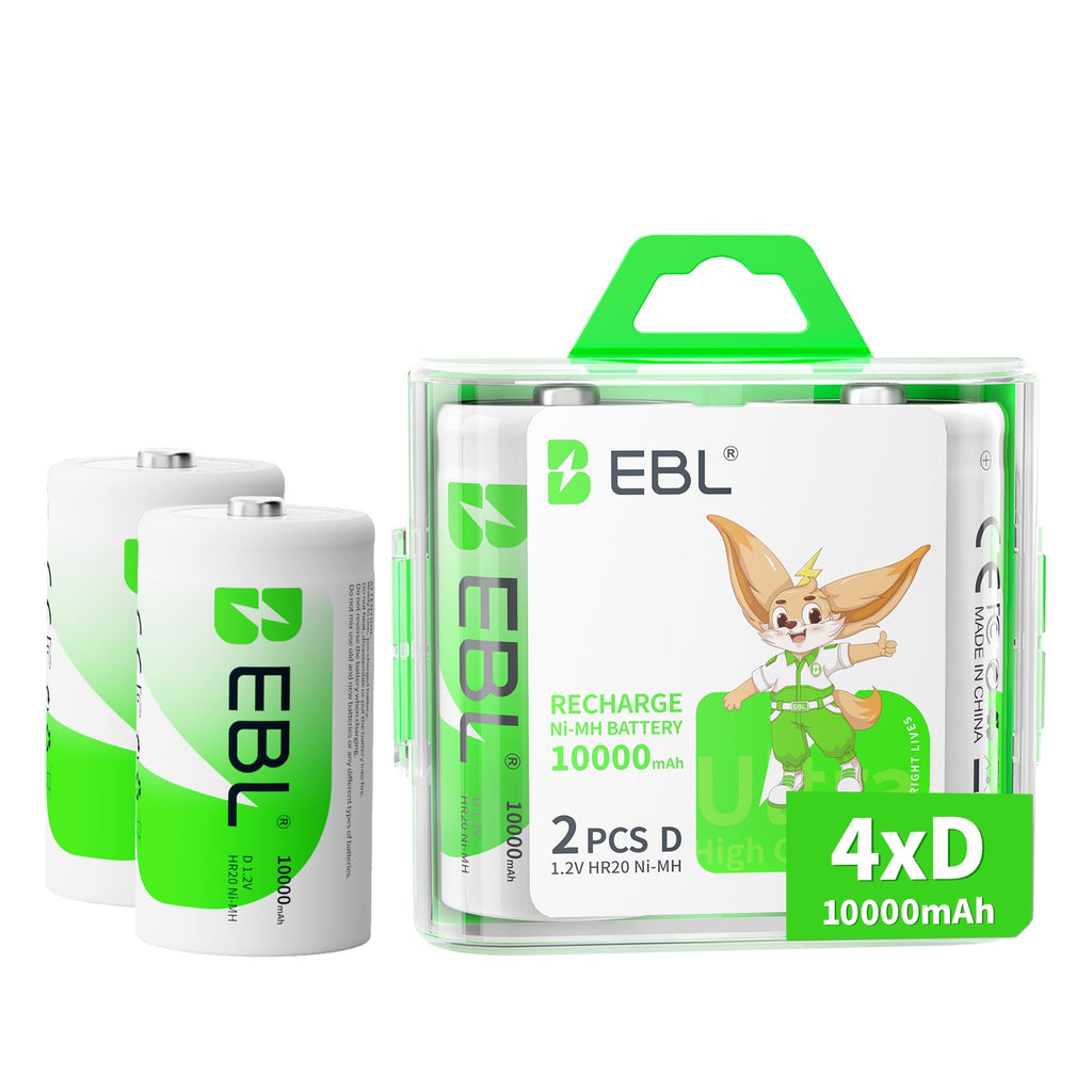 D Cell Rechargeable Batteries 4-Pack W6899