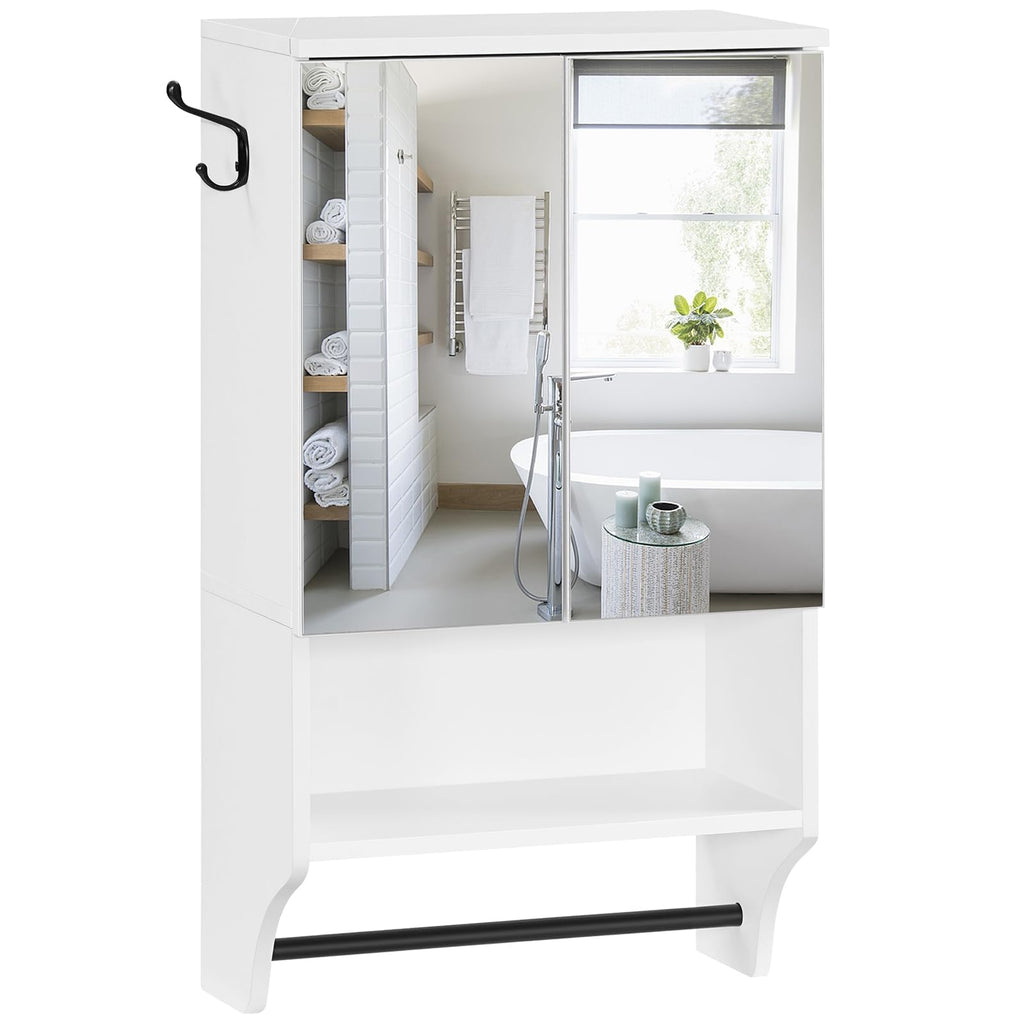 White Wall Mounted Bathroom Cabinet with Mirror and Adjustable Shelf R478760