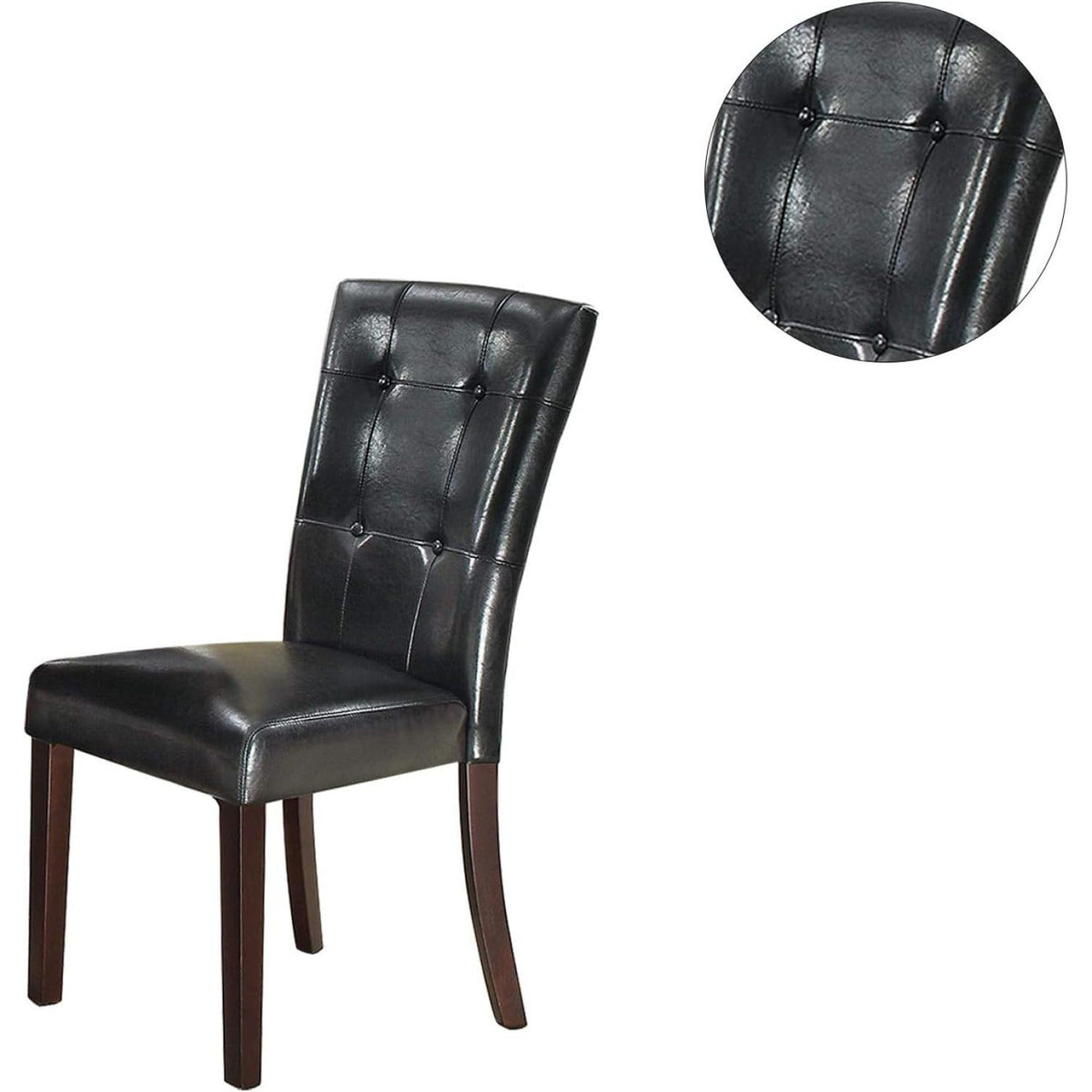 Black Faux Leather Tufted Parson Chairs Set of 2 A9094