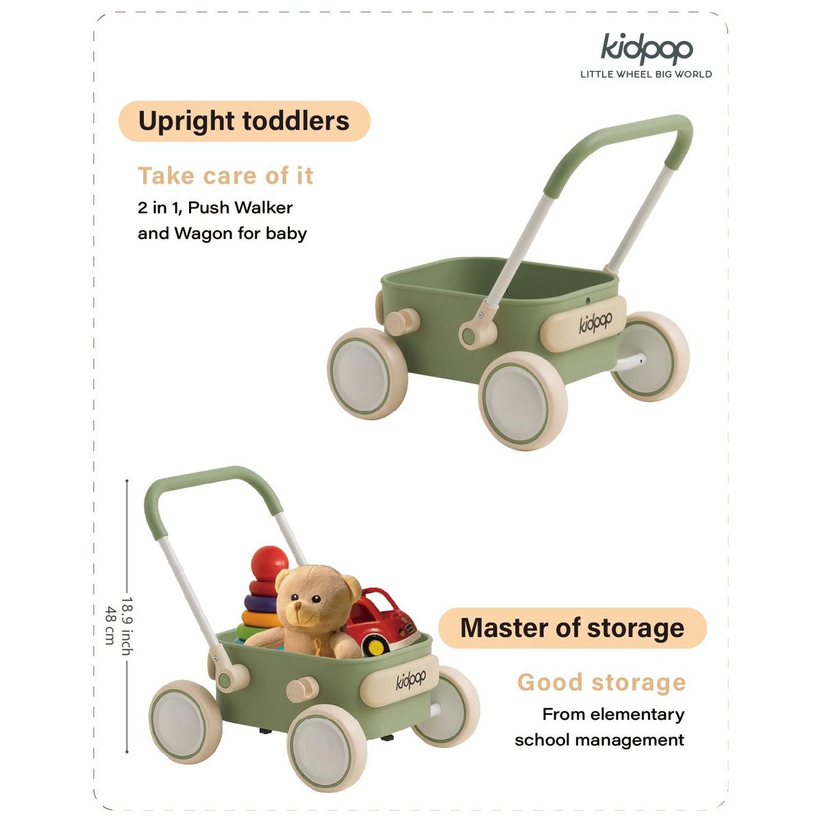 Baby Push Walker with Wheels Green C5135