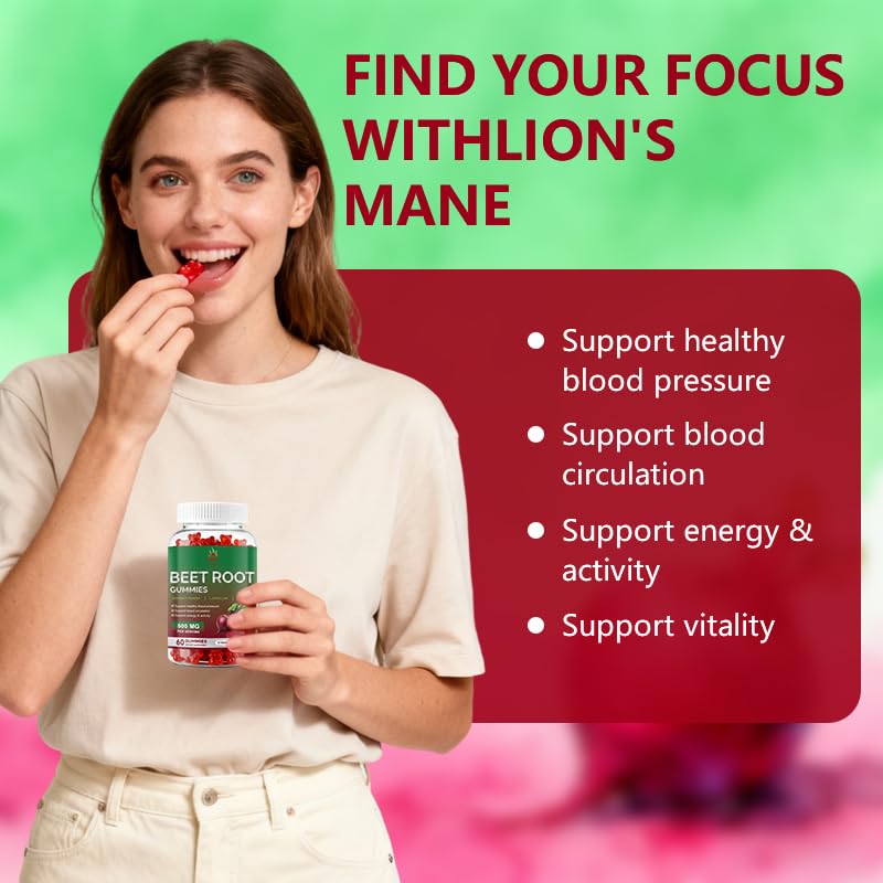 Beet Root Gummies 60 Chews Vegan Non-GMO Gluten Free Supplement A159514