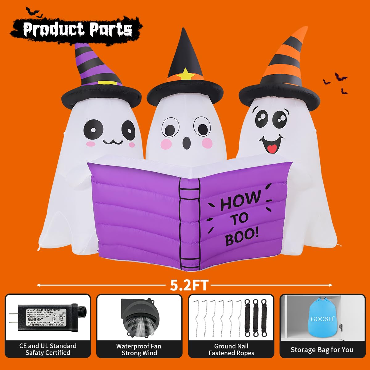 5.2FT Halloween Inflatables Ghost Outdoor Decoration with Built-in LEDs Q336299