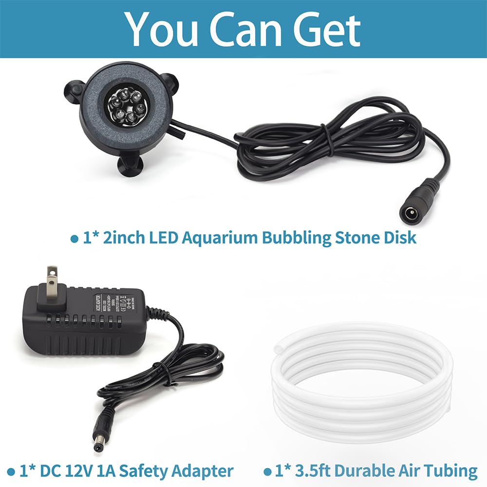 2 Inch LED Air Bubble Stone Disk with Air Tubing K689