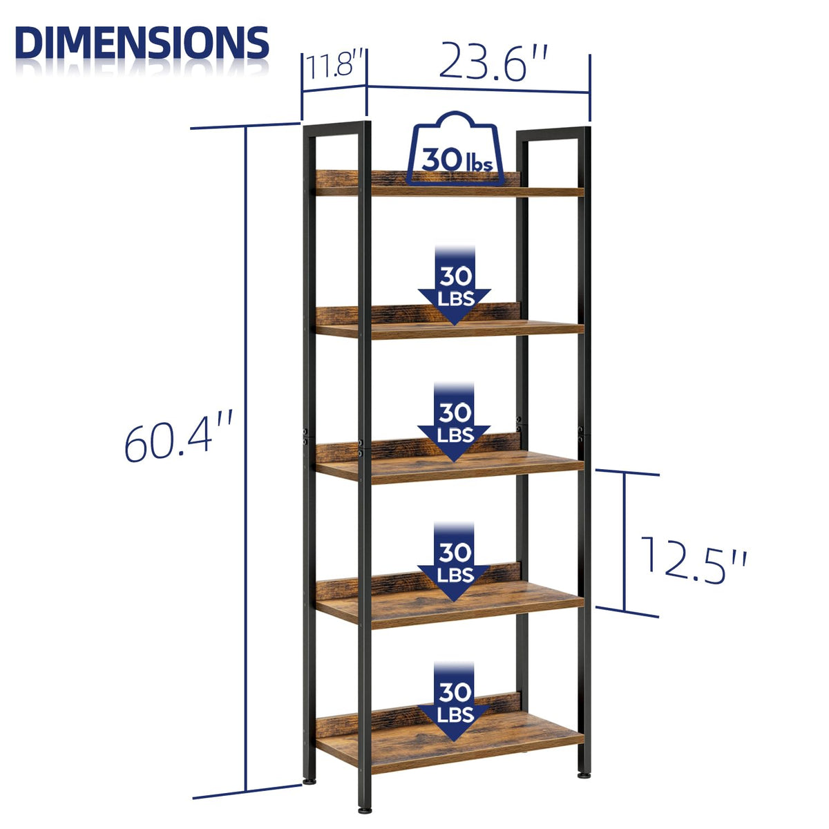 5 Tier Freestanding Bookshelf B9509