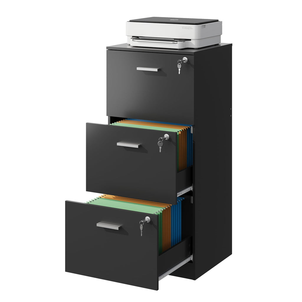 3 Drawer Wood File Cabinet with Lock A72876