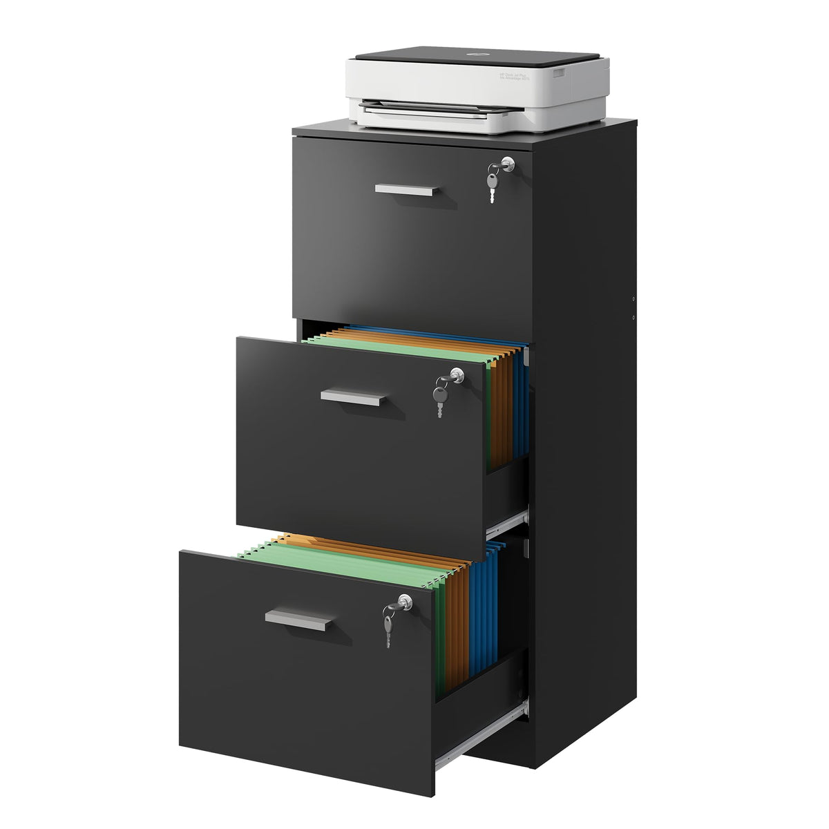 3 Drawer Wood File Cabinet with Lock A72876