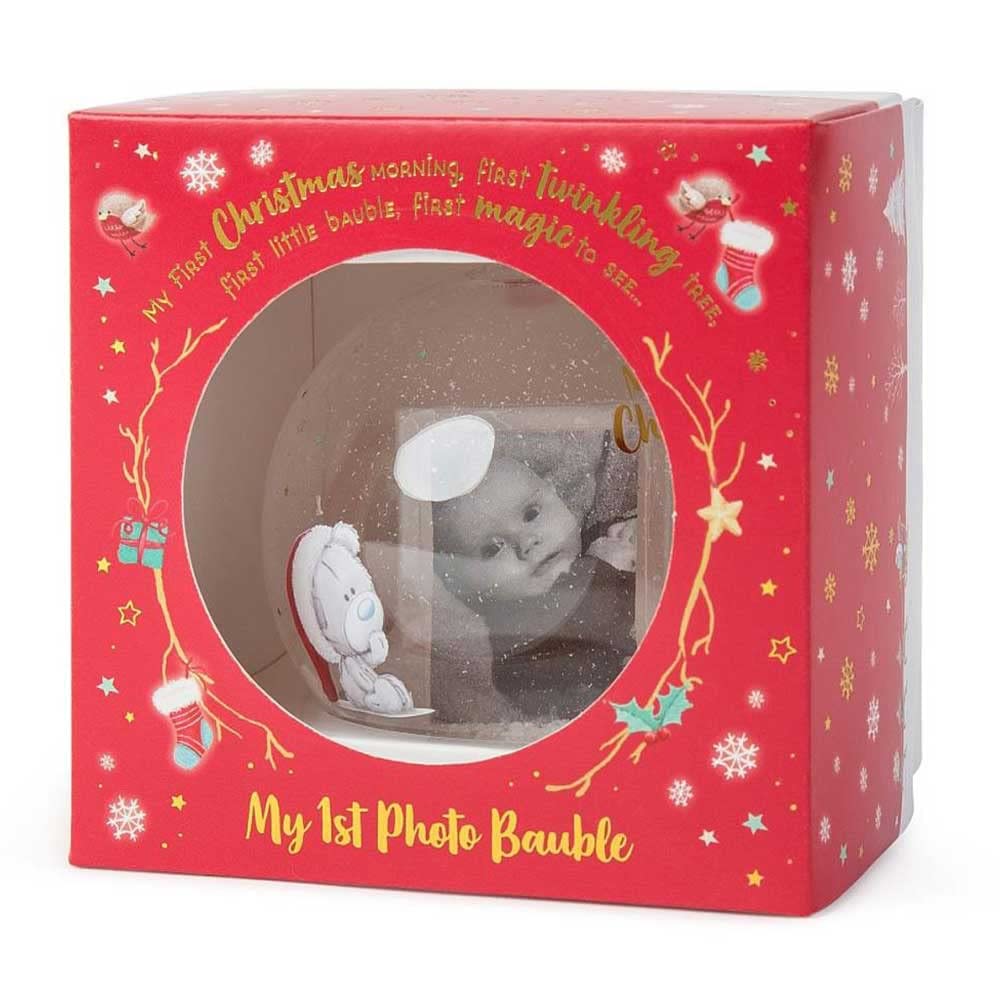 Glass Christmas Baby Tree Bauble with Photo S58413