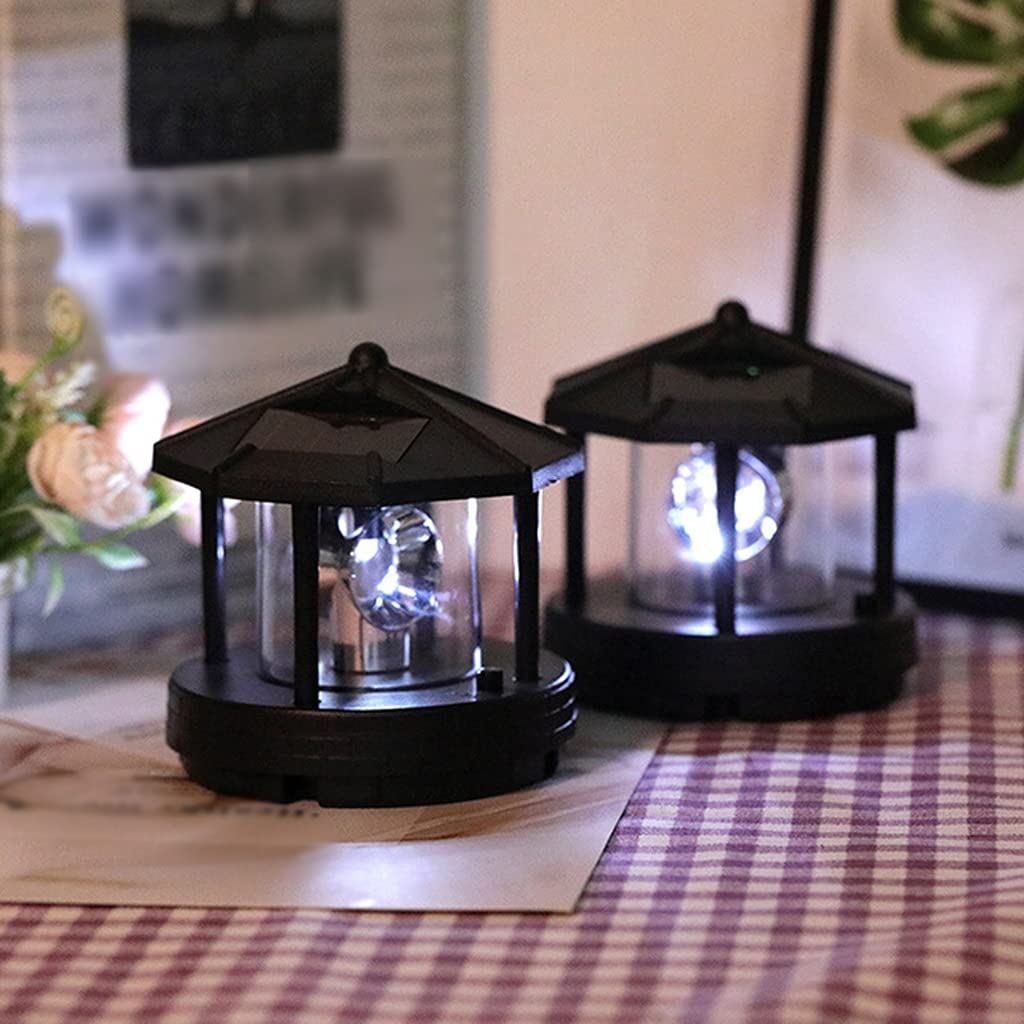 2 Pcs Solar Powered Lighthouse Shape Light V4991