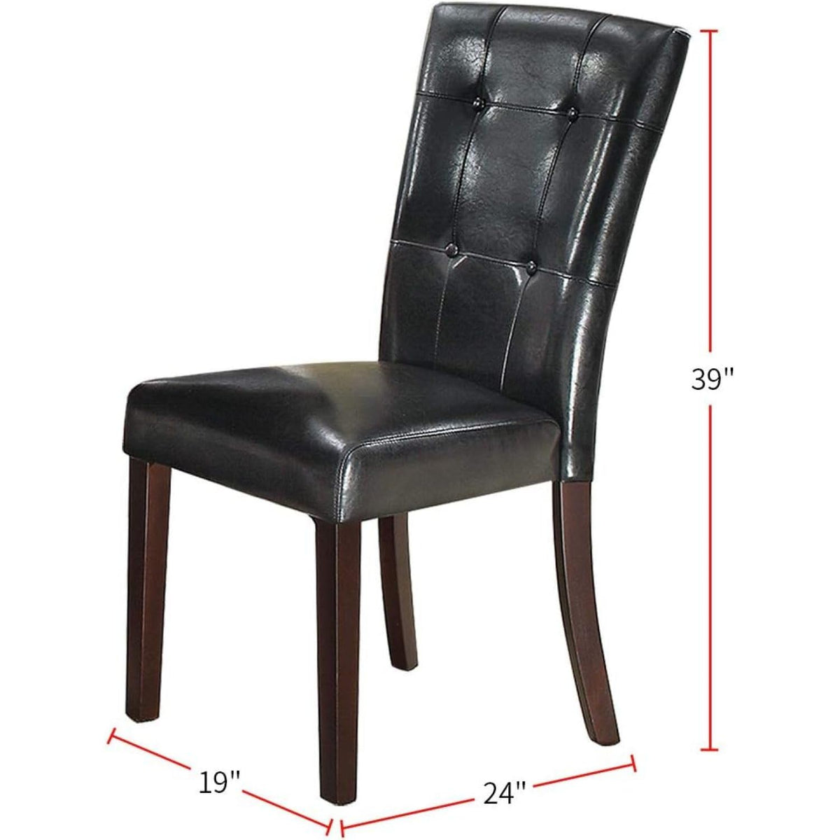 Black Faux Leather Tufted Parson Chairs Set of 2 A9094