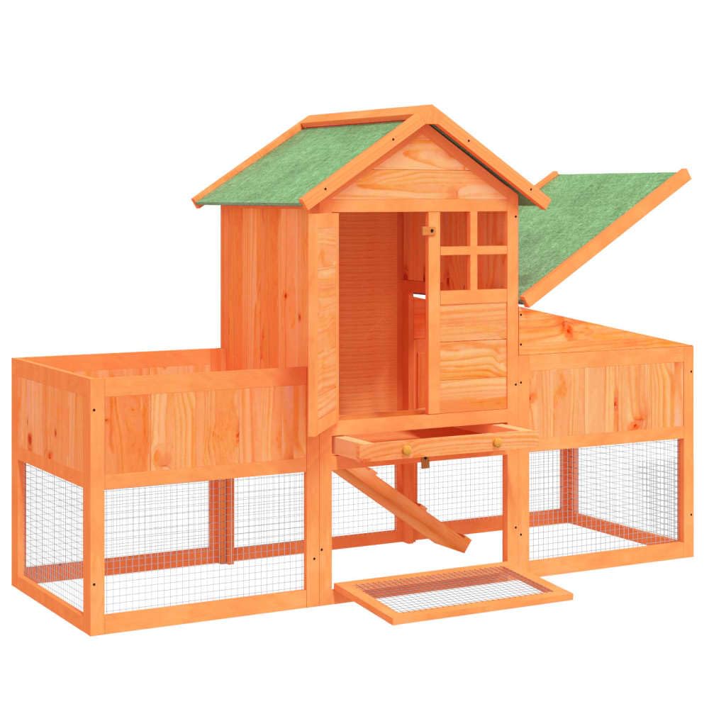2-Tier Wooden Rabbit Hutch with Run and Nesting Box V22290