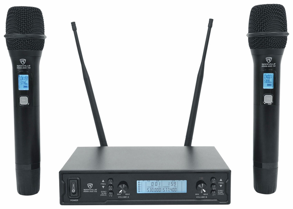 10" PA Speaker Pair with Mixer and Wireless Mics F480