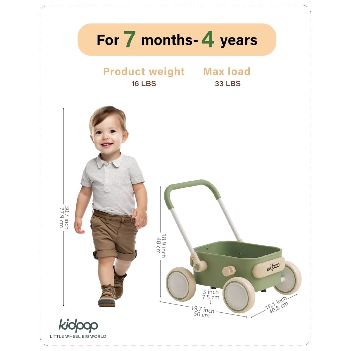 Baby Push Walker with Wheels Green C5135