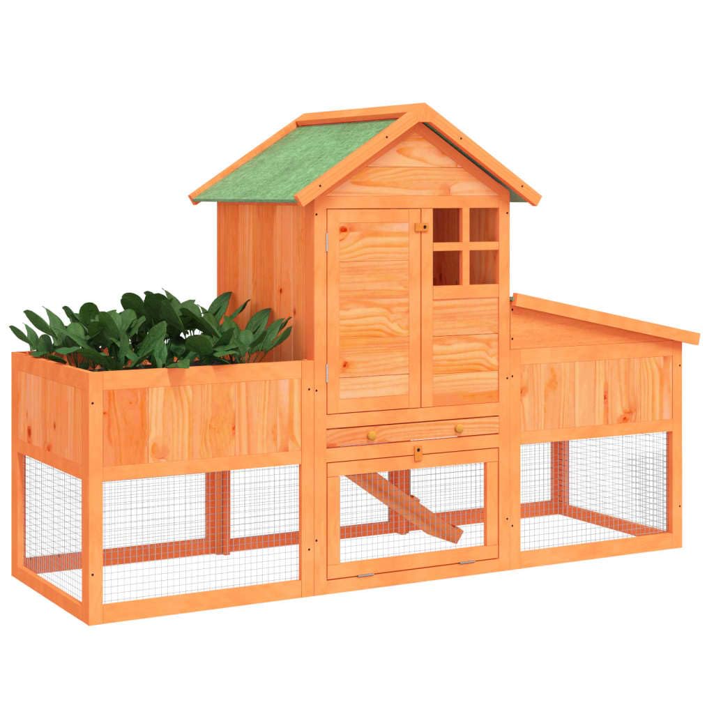 2-Tier Wooden Rabbit Hutch with Run and Nesting Box V22290
