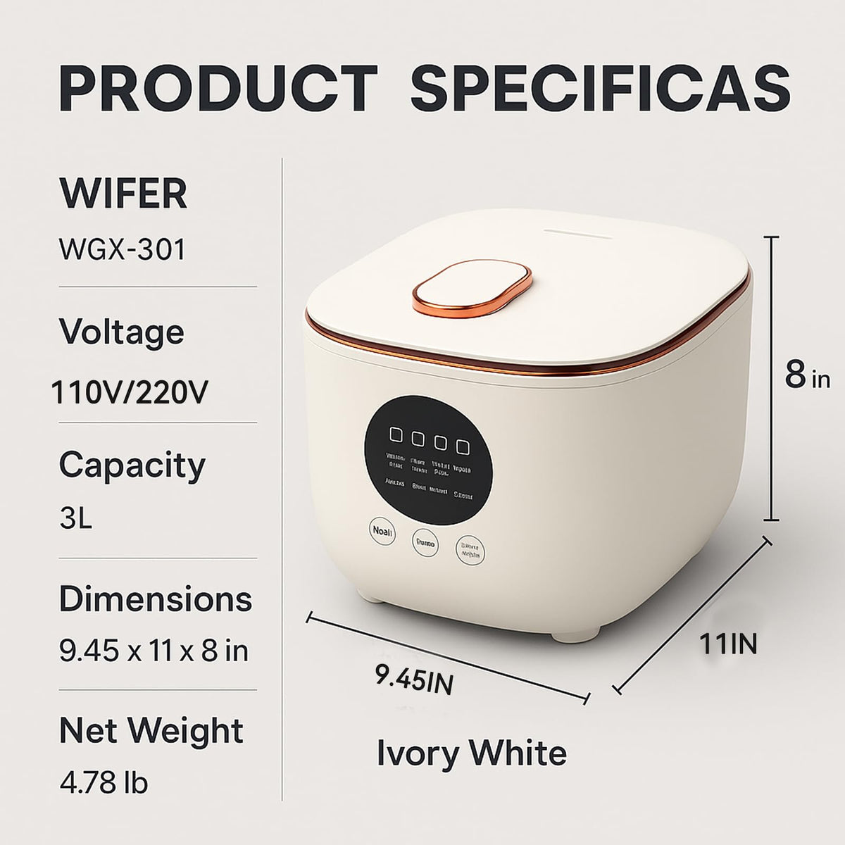 Low Sugar 3L Ceramic Rice Cooker with Steamer Basket R51468