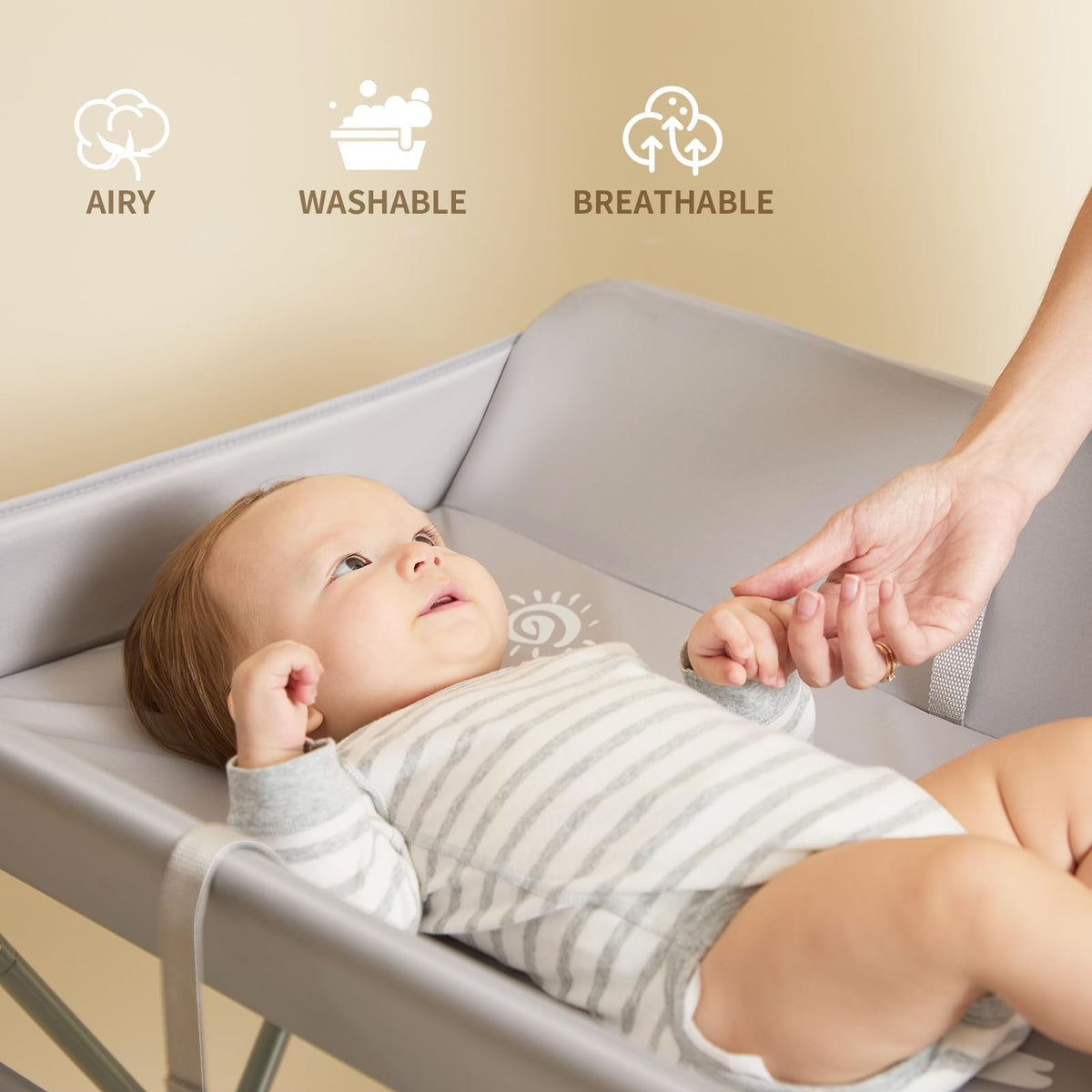 Baby Changing Table with Wheels, Portable Diaper Changing Station with 4-Level Height Adjustment W2931