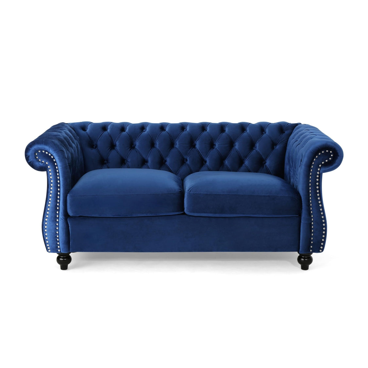 Navy Blue Velvet Loveseat Sofa Y93548