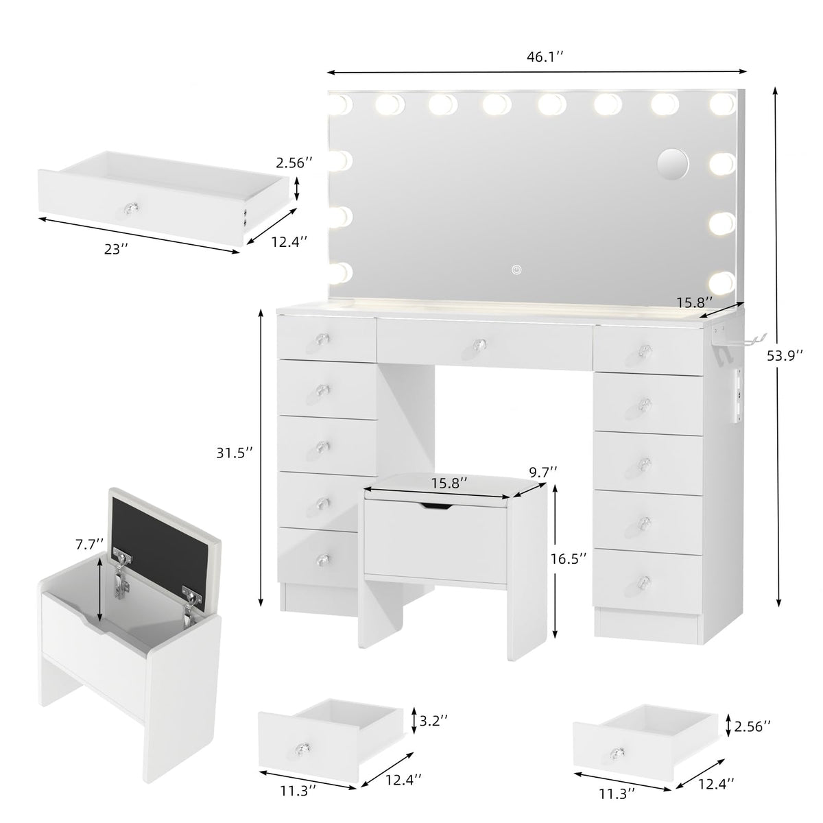 Vanity with Lighted Mirror F8138