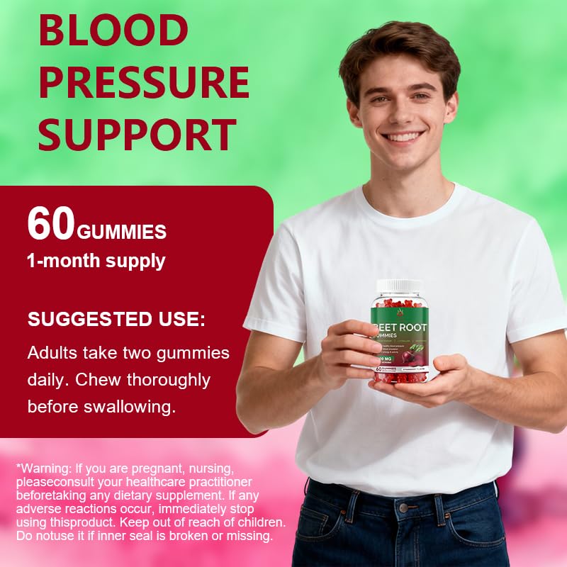 Beet Root Gummies 60 Chews Vegan Non-GMO Gluten Free Supplement A159514