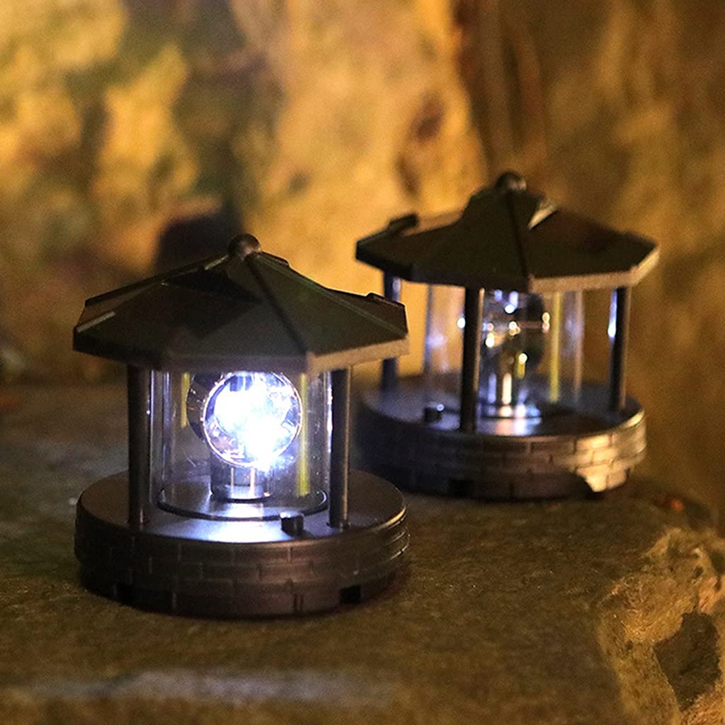 2 Pcs Solar Powered Lighthouse Shape Light V4991