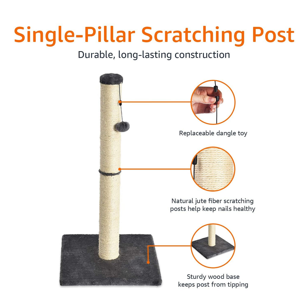 Cat Scratching Post with Dangling Ball Toy, Grey U264