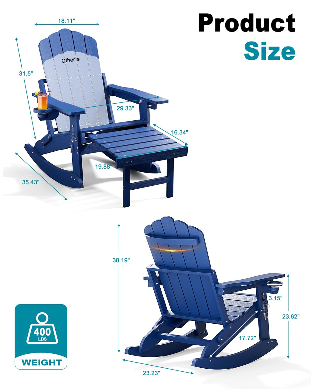 Folding Adirondack Rocking Chair with Ottoman I41555