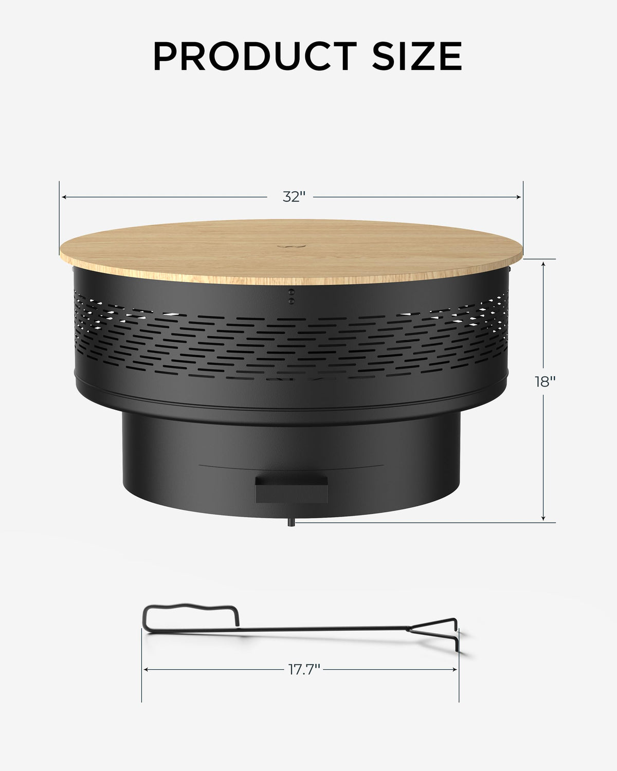 32" Round Wood Burning Fire Pit with Cooking Grill K4840