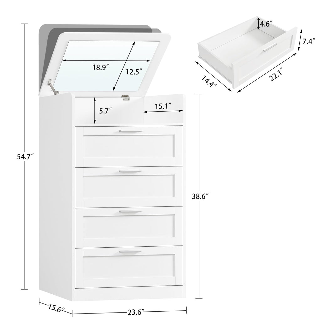 White 4 Drawer Dresser with Mirror L82510