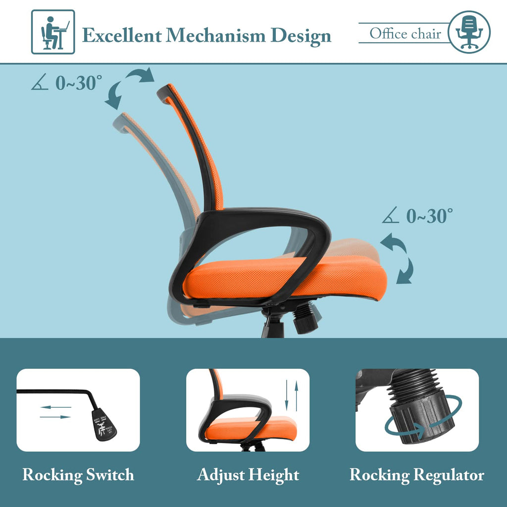 Orange Mesh Ergonomic Office Chair E648016